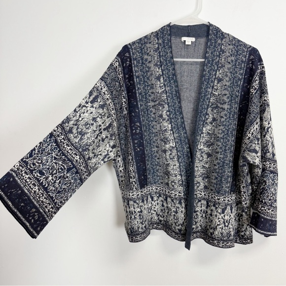 J Jill Pure Jill Cardigan Sweater Womens Large Blue Kimono Style Open Front Knit - Picture 2 of 11